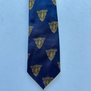 US Naval Academy Tie 1949 USNA Crest Mens Navy Gold Polyester Twill Military Ivy